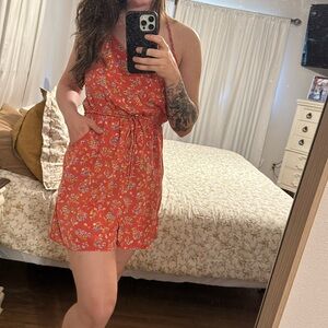 AE Silk Orange Floral Dress